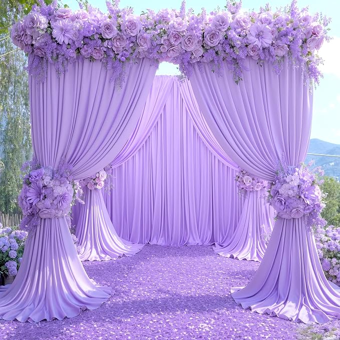 8 Panels Lavender Backdrop Curtains - Image 3