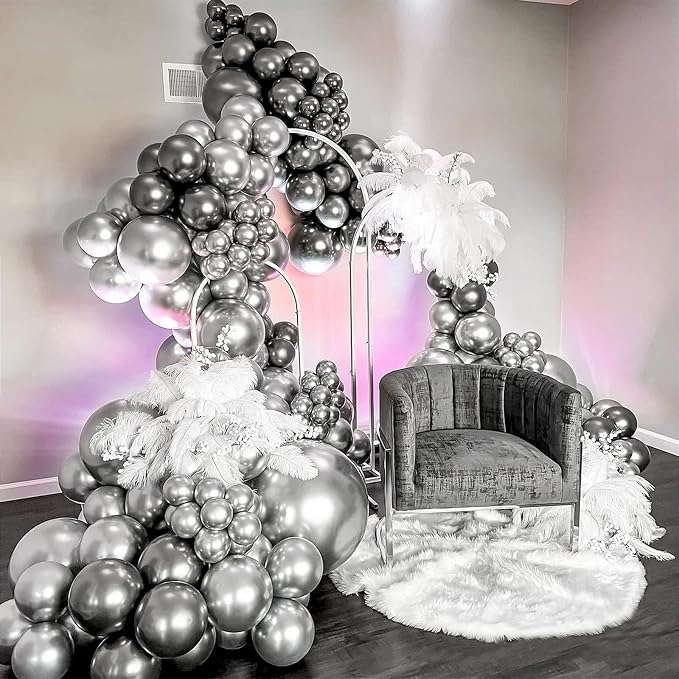 50 Pack Metallic Silver Balloons 12 Inch - Image 4