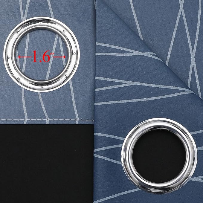 Grayish White and Navy Blue Blackout Curtains - Image 7