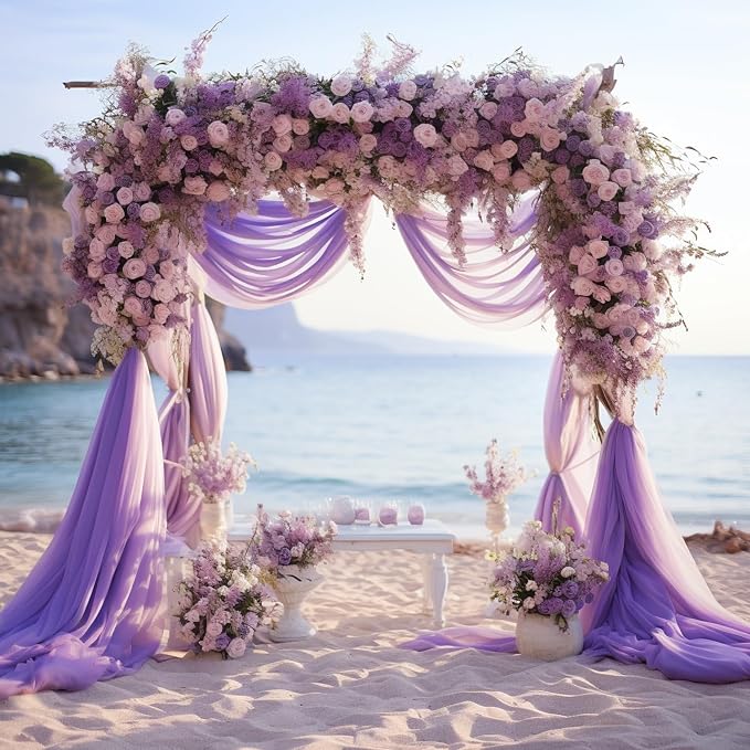 Wedding Arch Draping Fabric Backdrop 6 Panels, Lavender Purple | 28.7"x20FT - Image 7
