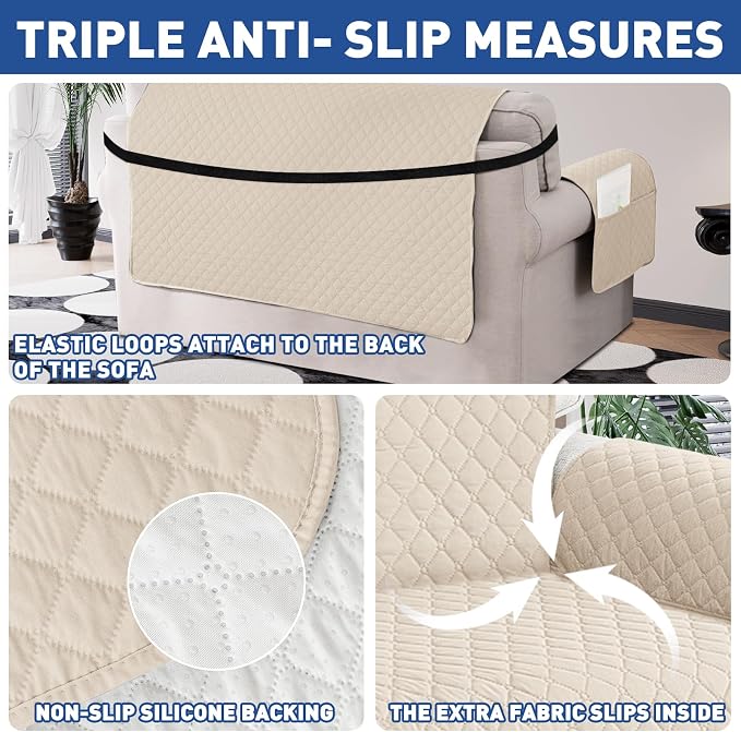 XINEAGE Quilted Sofa Cover Waterproof Couch Covers - Image 5