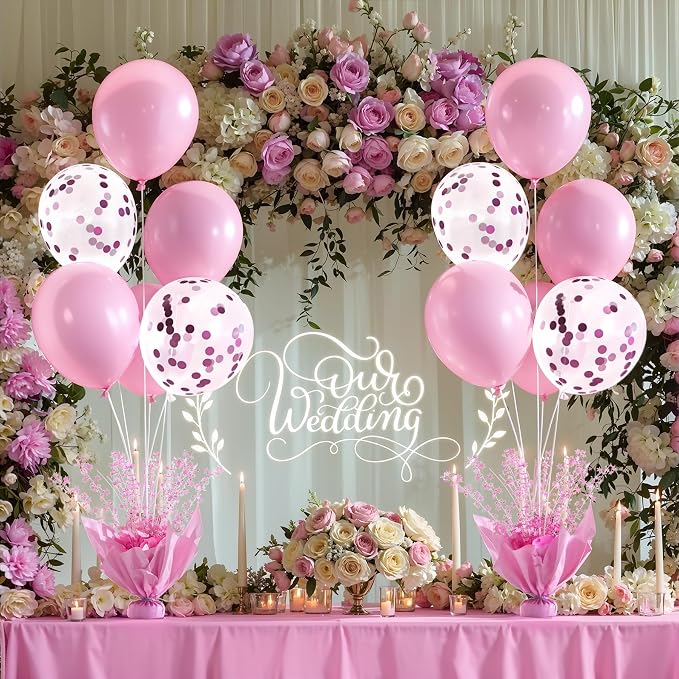 4 Set Pink Table Balloons Foil Spray Centerpiece - Image 2