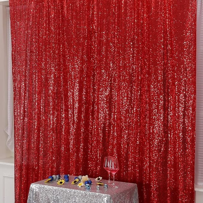 Poise3EHome Red Sequin Backdrop, 8FT x 10FT Sequin Photography Backdrop Curtain - Image 8