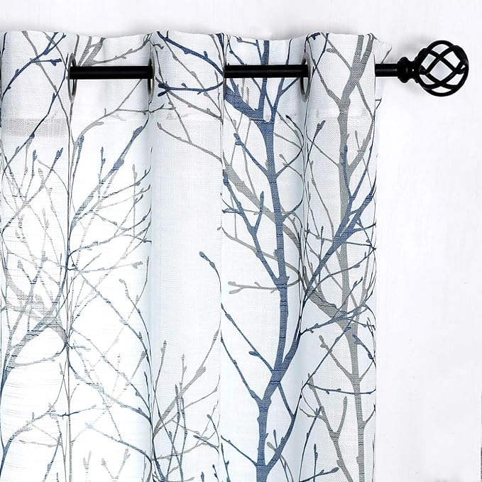 FMFUNCTEX Blue White Curtains 50" X 45" by Fmfunctex