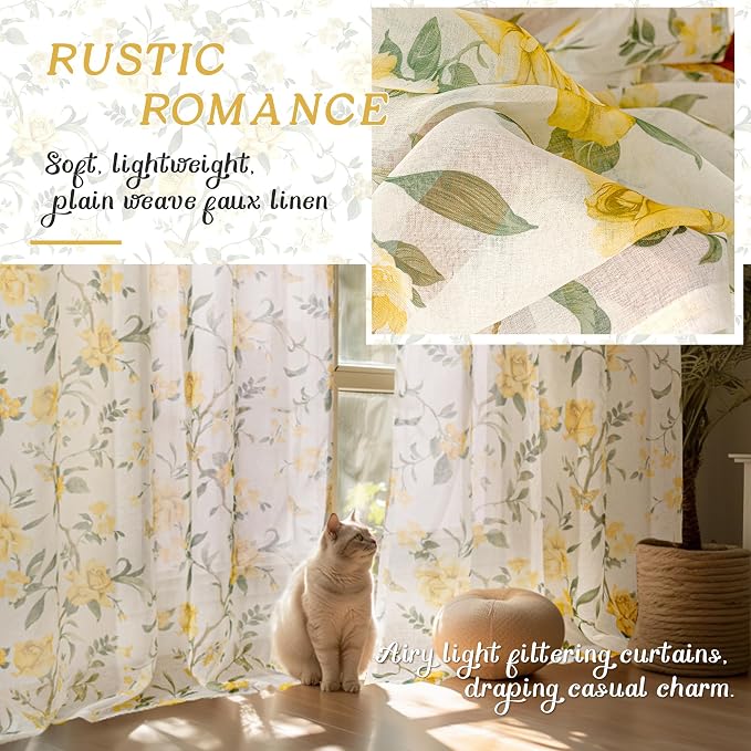 French Country Farmhouse Sheer Curtains - Image 4