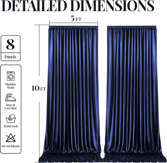 40x10ft Navy Blue Glitter Backdrop Curtain - Image 9