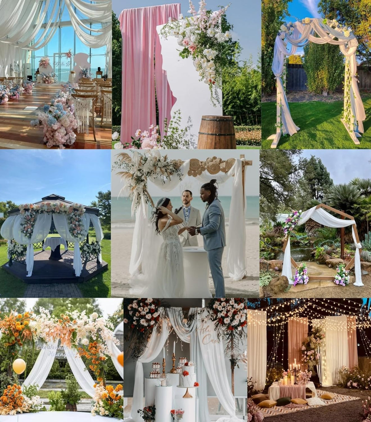 Royal Blue Wedding Arch Draping Fabric 2 Panels 29" x 20 FT Blue Wedding Drapes for Backdrop Sheer Curtain Drapes for Romantic Bridal Baby Shower Ceremony Birthday Party Fall Outdoor Events