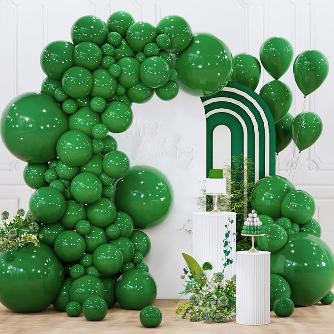 PartyWoo Dark Green Balloons 140pcs Emerald Hunter Forest Green Color | by PartyWoo