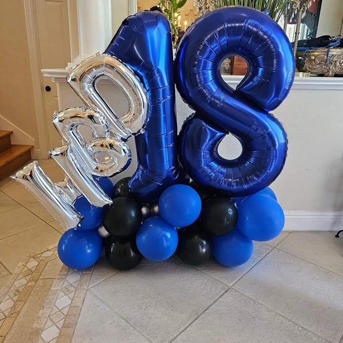 2 Balloon - Night Blue Birthday Number Balloons, 40 Inch Party Decorations | - Image 8