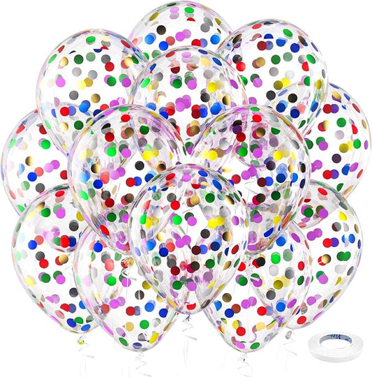 Bezente Rainbow Multicolor Confetti Latex Balloons by Bezente