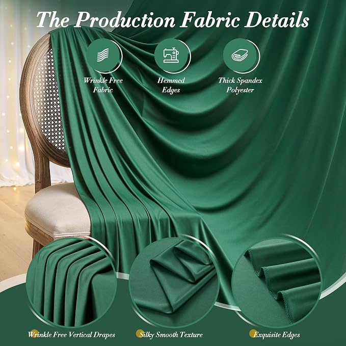 30 ft x 10 ft Wrinkle Free Hunter Green Backdrop Curtain - Image 8