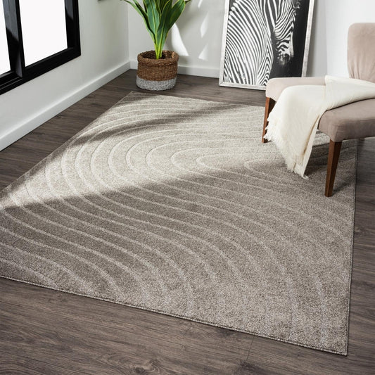 LUXE WEAVERS Modern Geometric Wave Taupe 4x6 Area Rug