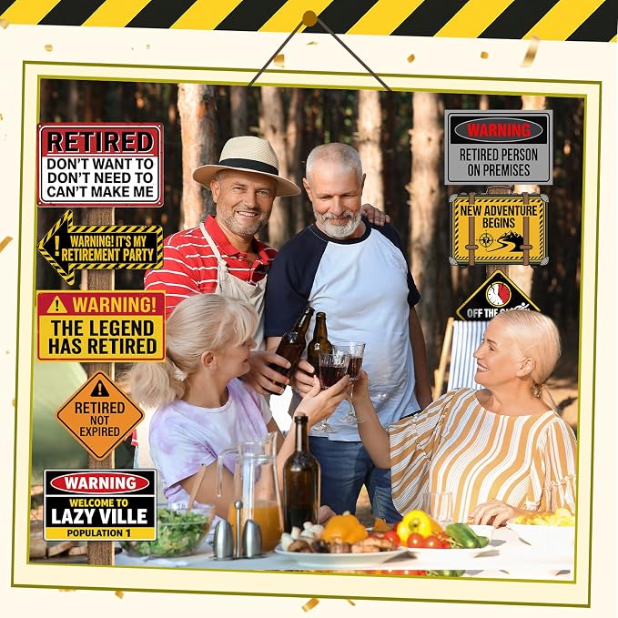 20 Pcs Retirement Party Decorations Funny Retirement Signs Warning Caution - Image 5