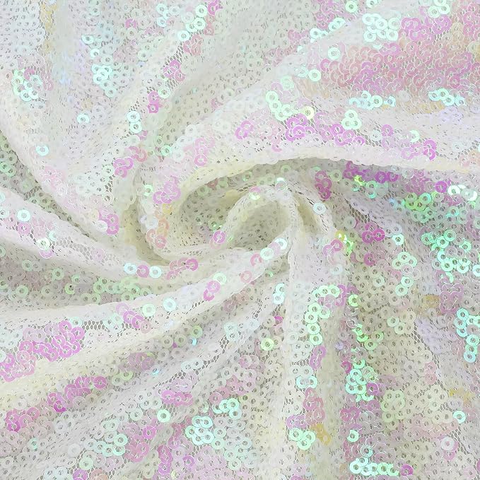 Eternal Beauty White Iridescent 3mm Sequin Backdrop 6x8 Ft - Image 9