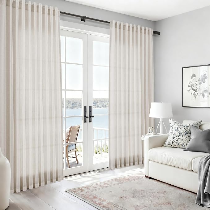 Pearl White Linen Curtains 102 Inches Long - Image 6