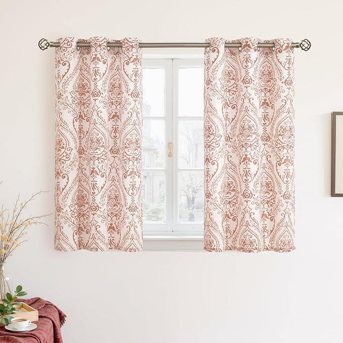 Linen Curtains 40 inch Length for Small Windows, Light Filtering Semi Sheer by LAMIT