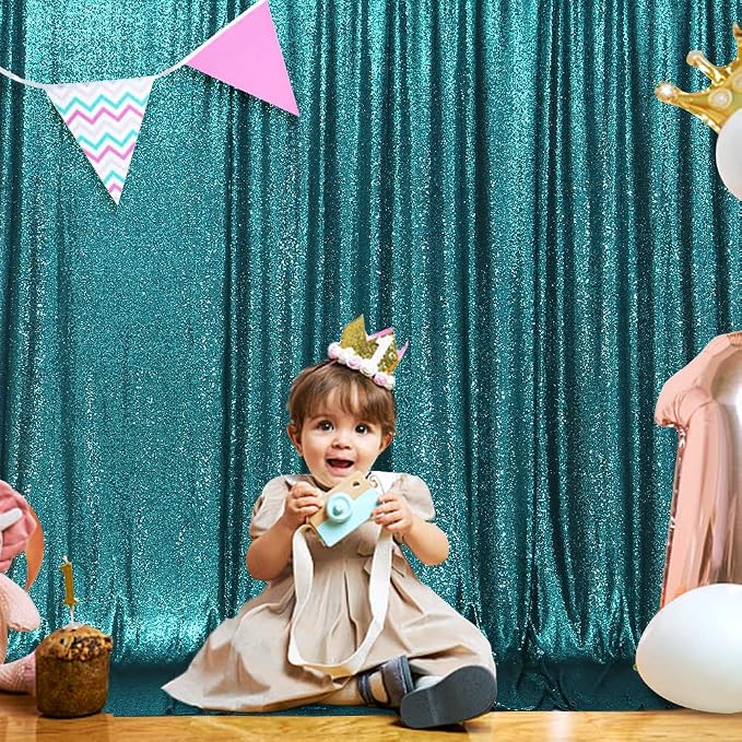 SquarePie 10x10ft Teal Sequin Backdrop, High Density Non-Transparent Glitter - Image 7