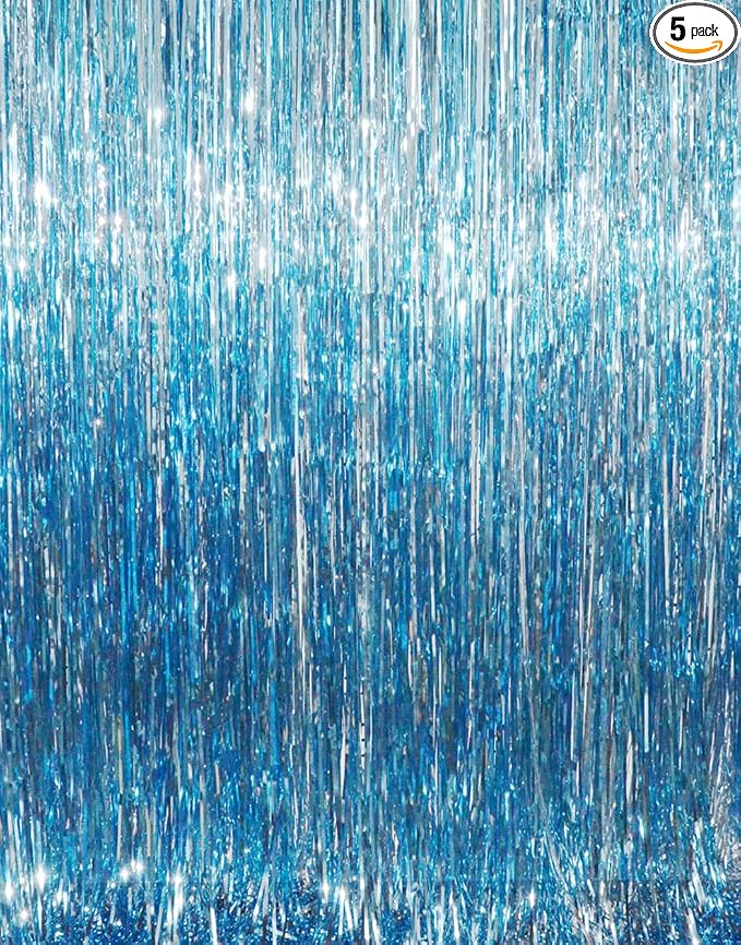 GOER 3.2 ft x 9.8 ft Metallic Tinsel Foil Fringe Curtains Party Photo Backdrop by GOER