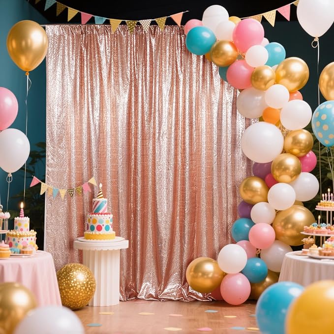 SquarePie 20x10ft Rose Gold Sequin Backdrop, High Density Non-Transparent - Image 2