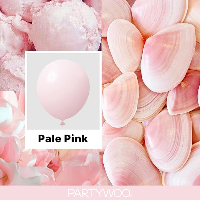 PartyWoo Pale Pink Balloons 100pcs Light Pastel Baby Pink Color | 18 12 10 5 - Image 2