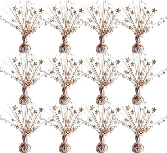 12 Pack Metallic Rose Gold Foil Spray Centerpieces Stars Brust Table by Egolot