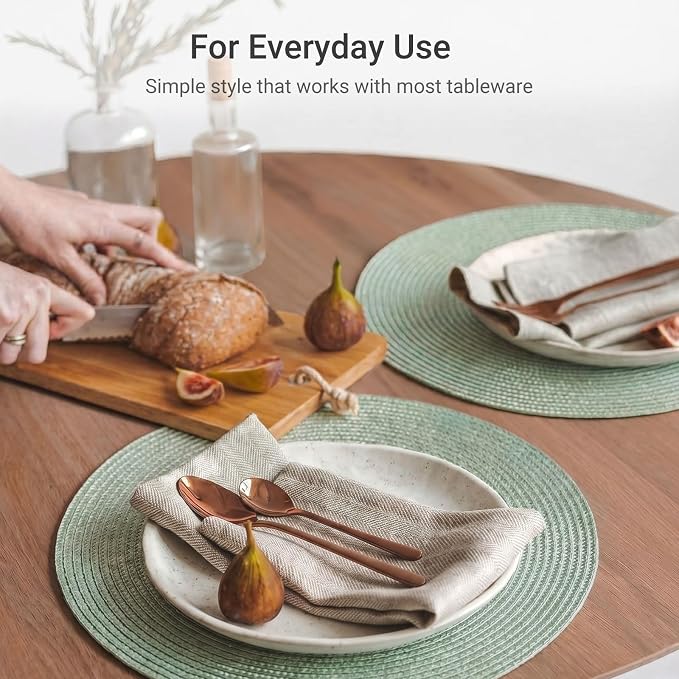 FunWheat Round Braided Placemats Set of 4 Table Mats - Image 5