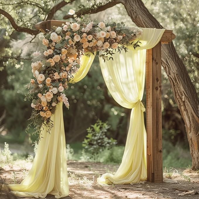 Beige Wedding Arch Draping Fabric Backdrop Drapes Sheer 3 Panels | 28.7"x20FT - Image 3