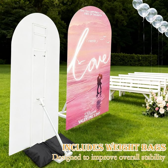 2 Pack White Wedding Backdrop Stand, Adjustable Metal Arch - Image 5