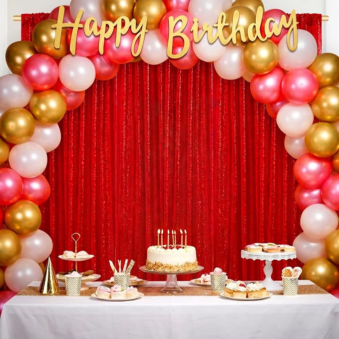 Red Sequin Backdrop Curtains-2 Panels 3FTx8FT Red Backdrop - Image 6