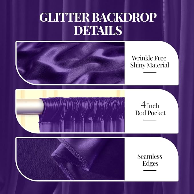 20x10ft Purple Glitter Backdrop Curtain - Image 4