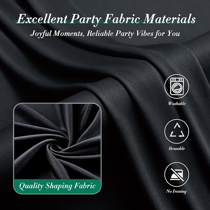 10 ft x 8 ft Wrinkle Free Black Backdrop Curtain - Image 7