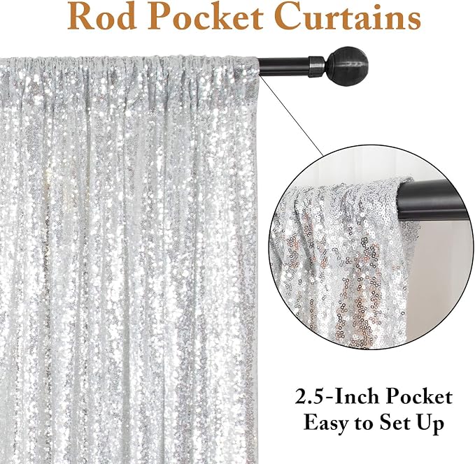 ShinyBeauty Silver Sequin Backdrop 10FTx10FT - Image 4