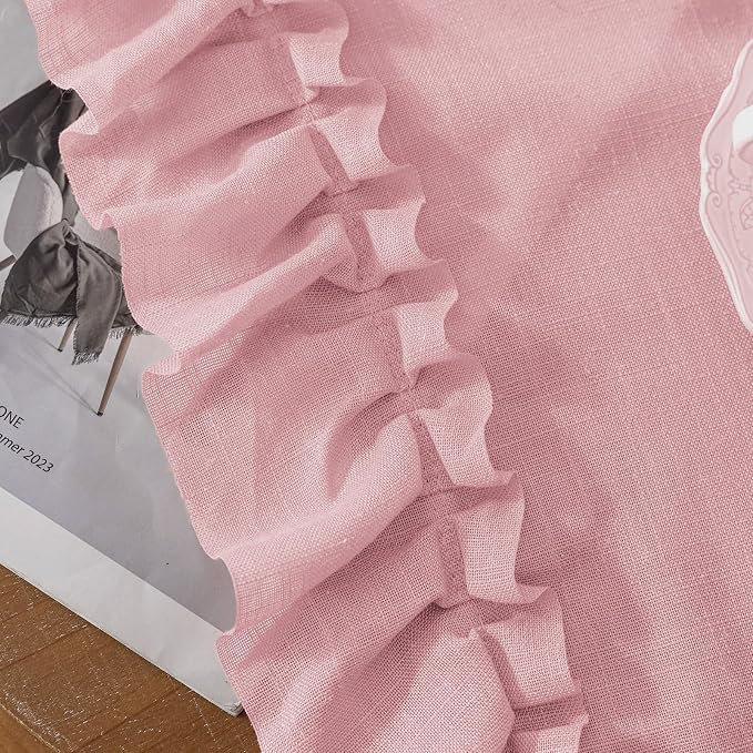 TERLYTEX Blush Pink Linen Ruffle Curtains - Image 8