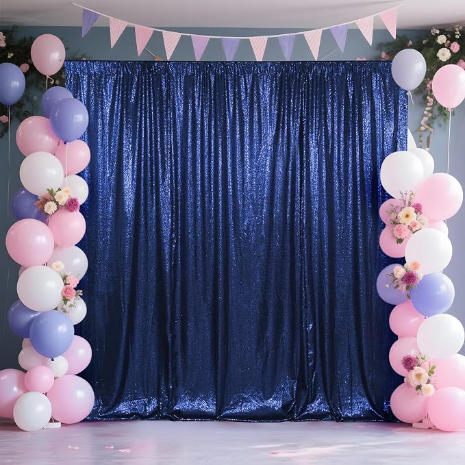SquarePie 8x10ft Navy Blue Sequin Backdrop, High Density Non-Transparent - Image 2