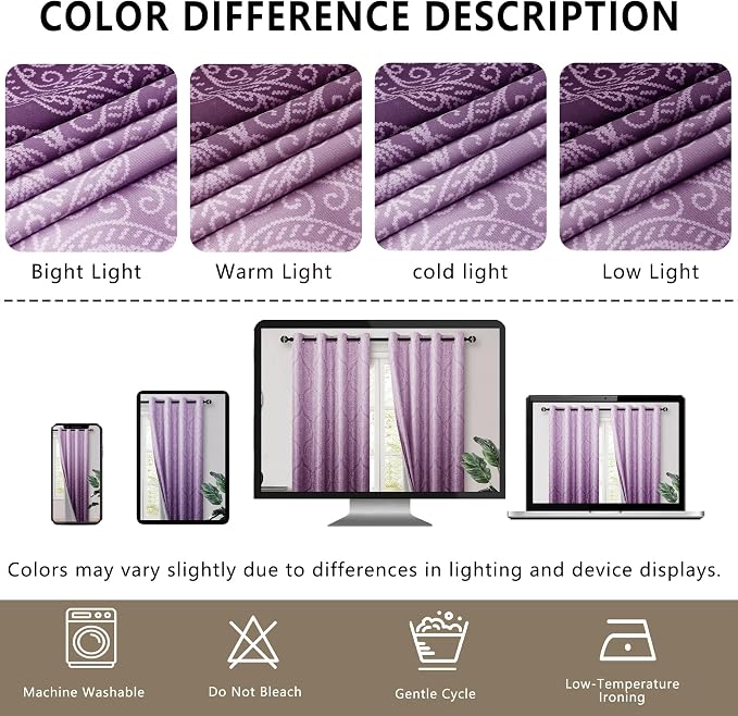 DWCN Purple Blackout Curtains for Bedroom 54 Inch Long - Image 9