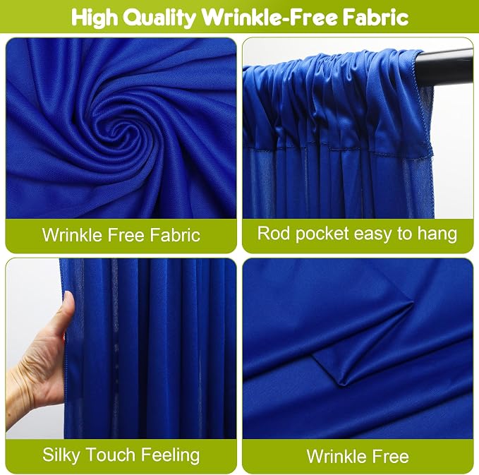 Royal Blue Backdrop Curtain for Parties Backdrop Drapes 10x8FT | Wrinkle Free - Image 3