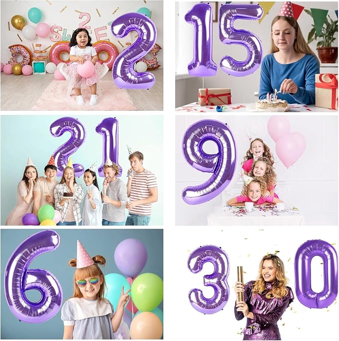 Purple Number Balloons, 40 Inch Purple Balloon 2.2 Helium Balloon 2th Birthday - Image 3