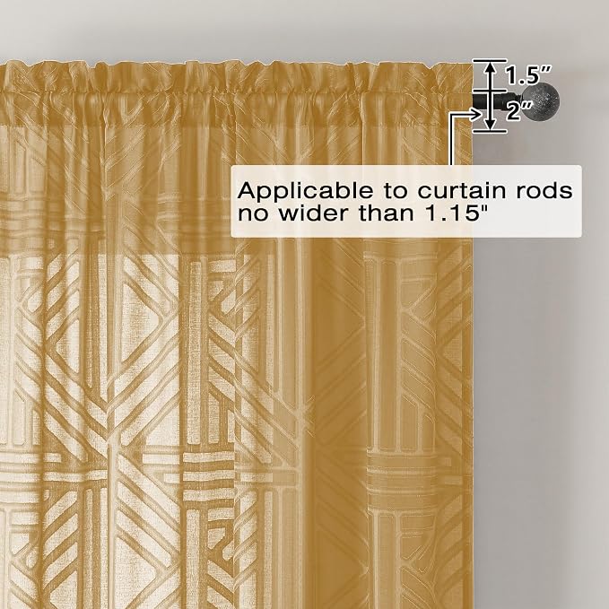 Simplebrand Gold Semi Sheer Curtains 84 Inches Long 2 Panels, Light Filtering - Image 4