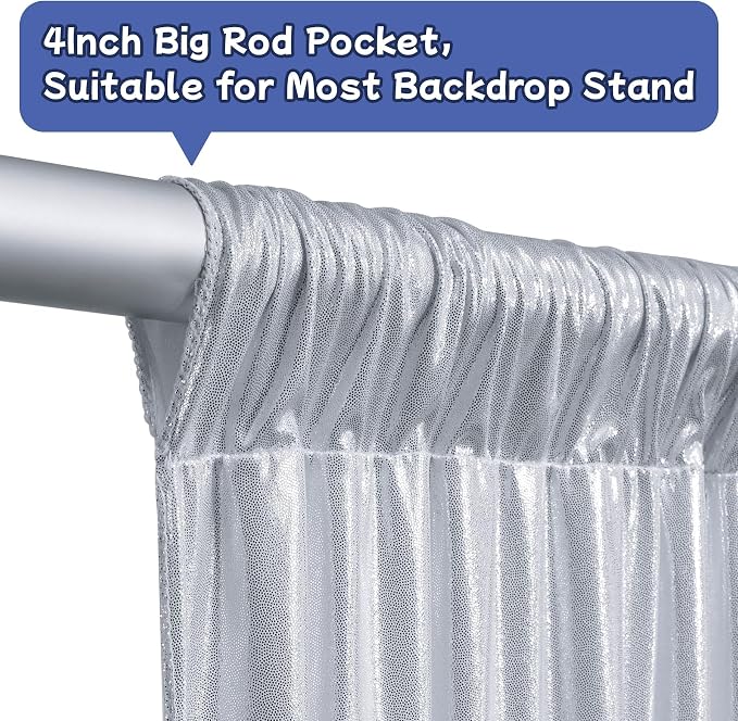 leegleri 40x10ft Thick Silver Glitter Backdrop Curtain Panels - Image 8
