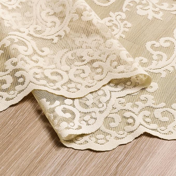 FOLKSIDE Beige Lace Curtains - Image 6