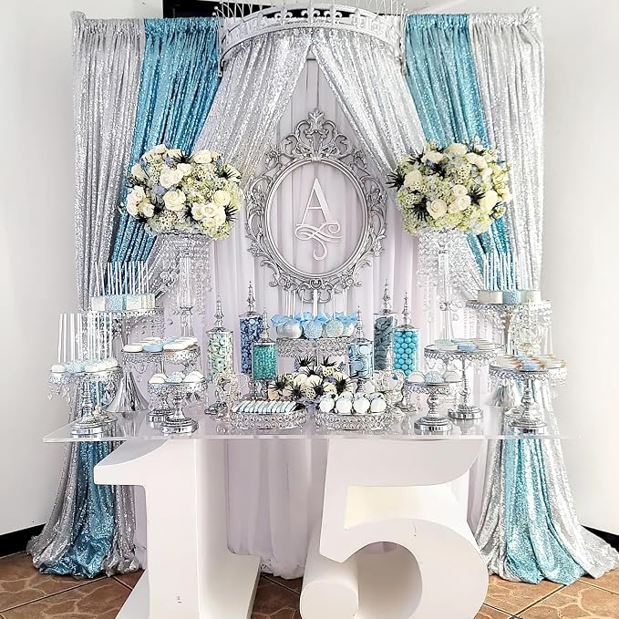 2FTx8FT Silver Glitter Sequin Curtain - Image 7