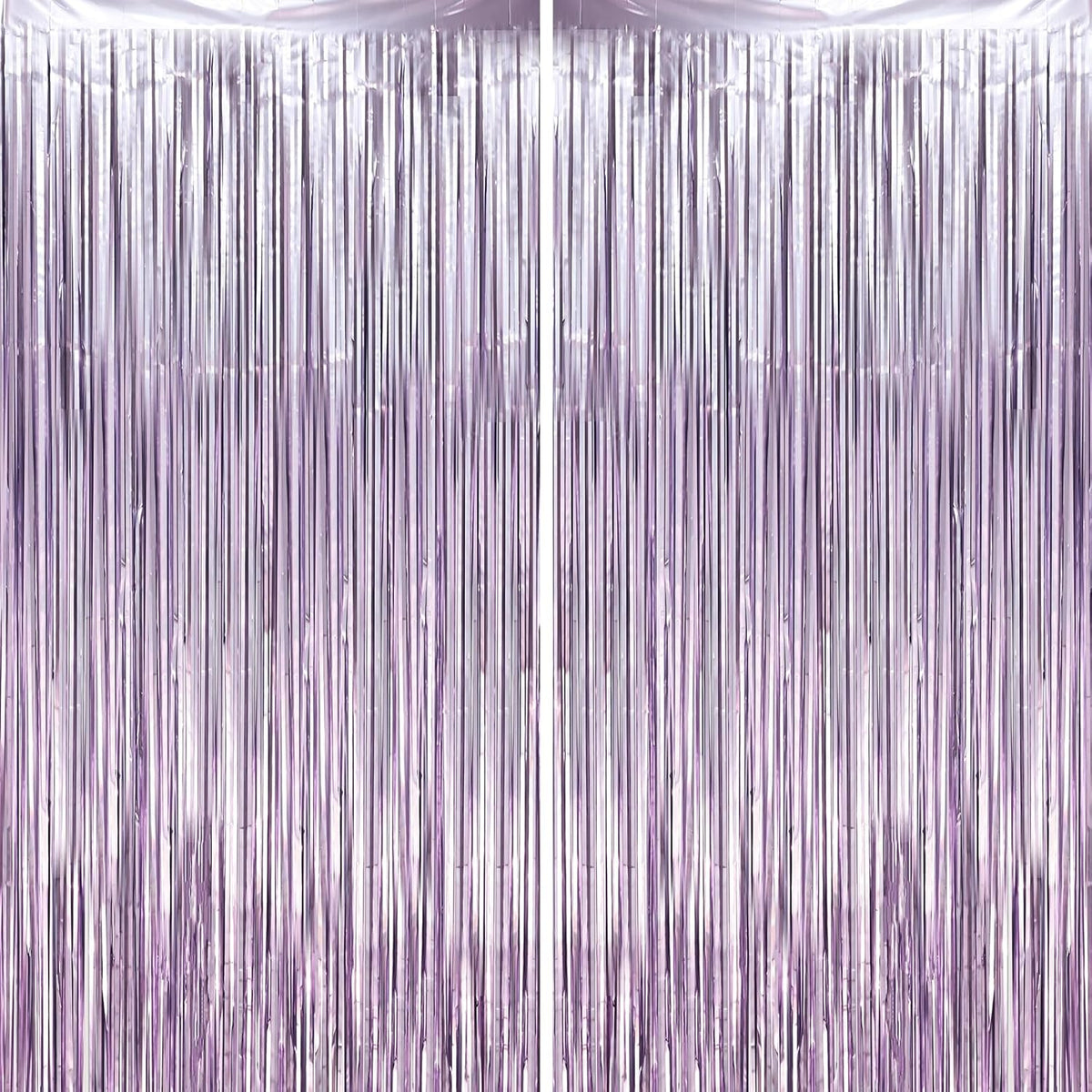2 Pack Light Purple Foil Fringe Backdrop Curtains, Tinsel Streamers Party Decorations, Fringe Backdrop, Door Shimmer for Baby Shower or Birthday Party