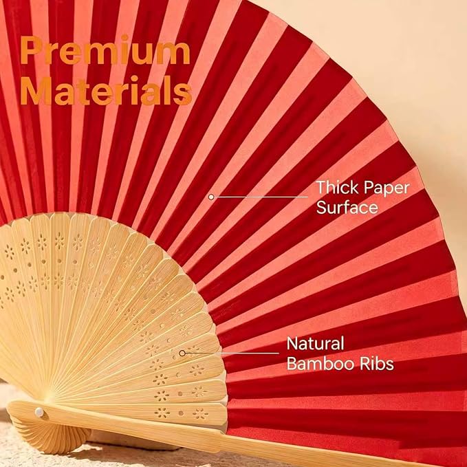 Paper Hand Fans, 8.3 Inch Foldable Handheld Fans - Image 7