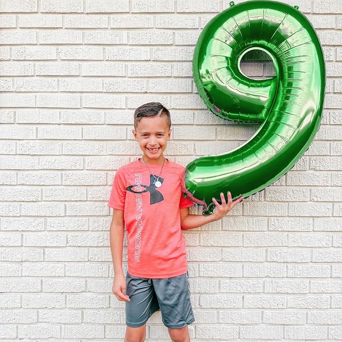 Green Number 9 Balloon 40 Inch, 9th Birthday Party Decorations Men Women | Foil - Image 3