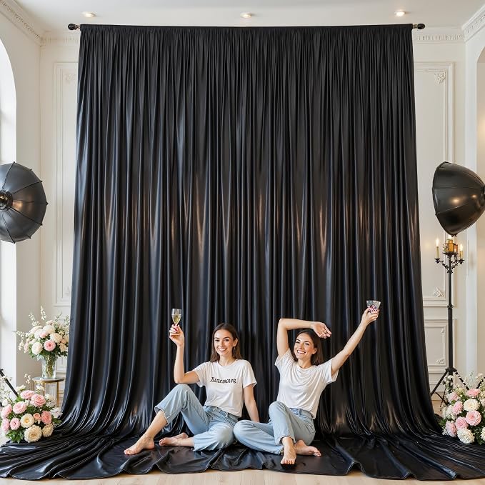 40x10ft Black Glitter Backdrop Curtain - Image 7