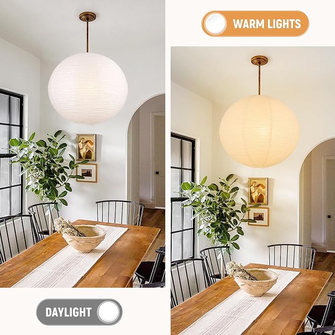 White Round Paper Lantern Lampshade, Chinese Foldable Design - Image 3