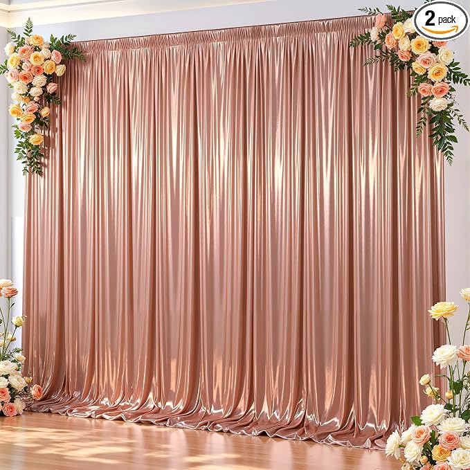 10x10 ft Rose Gold Glitter Backdrop Curtain by Partisky