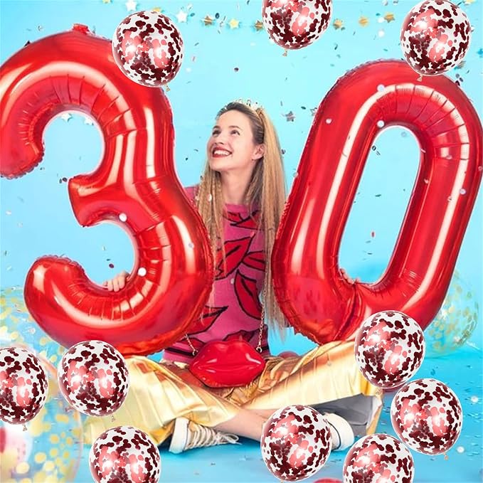 Red 13 & 31 Birthday Balloons - Image 7