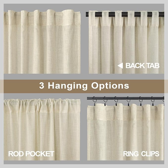 Pitalk 102 Inch Long Linen Curtains 2 Panels - Image 5