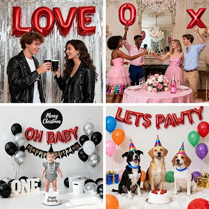 36 Pcs Red Letter Balloons, Custom A-Z Set - Image 6